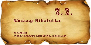 Nánássy Nikoletta névjegykártya