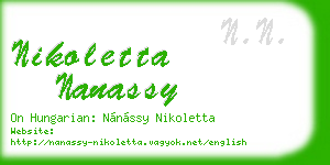 nikoletta nanassy business card