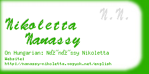 nikoletta nanassy business card